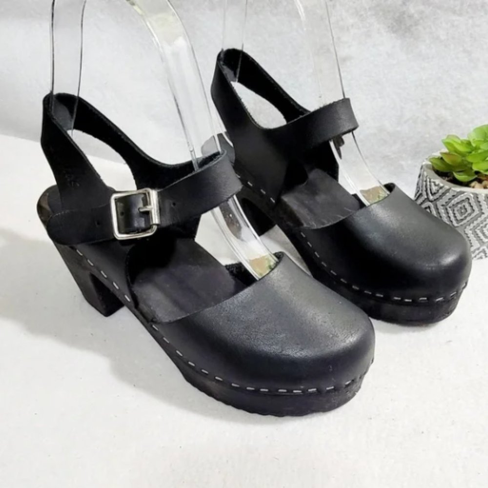 Lotta Highwood Black Stockholm Swedish Clogs Size 36/6/